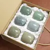 Taza de Cerámica Celadón de la Horno de Longquan Taza Pequeña de Té Juego de Té Kung Fu del Maestro Taza de Degustación de Seis Colores con Grietas de Hielo Caja de Regalo