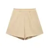 Comércio Exterior Atacado Verão Novo Estilo Europeu e Americano Cintura Alta Plissado Casual Versátil Cor Sólida Shorts