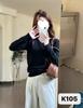 Suéter Tejido de Punto Holgado Casual Versátil con Bordado de Pony y Cuello en V Estilo Coreano Otoño Moda Casual Ropa Elegante para Mujer