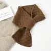 Cachecol curto cruzado feminino de inverno quente cor sólida lã tricotado cachecol estudante estilo coreano estilo casal versátil masculino