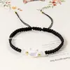 Pulseira de Casal Trançada à Mão Gato Concha Design de Nicho Ins Corda de Mão para Namorada Joia Versátil Ajustável