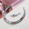 Pulseira Colorida de Zircônia da Moda Europeia e Americana, Tendência de Luxo Leve de Alta Qualidade, Joia Feminina Versátil e Única Estilo Floresta