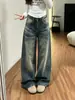 Chao Li tiene stock, estilo nuevo, americano, súper bonitos, desteñidos, holgados, jeans de mujer, adelgazantes, pierna curva, súper calientes, de largo hasta el suelo, pantalones de pierna ancha