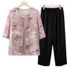 Roupas femininas de meia-idade e idosas, roupa de avó, verão, camisa pequena falsa de duas peças, roupa de mãe, terno, roupas de verão para senhoras velhas, novo estilo