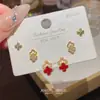 Pendientes exquisitos de oro de 18 quilates con circonita, tres pares, con pasadores de plata 925, pendientes sencillos y lujosos de alta gama para mujeres que van al trabajo