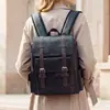 Mochila Retro Británica de Cuero PU Suave Transfronteriza para Amazon, Mochila Casual de Gran Capacidad para Salir y Viajar con Hebilla