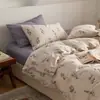 Juego vintage pastoral floral de algodón de cuatro piezas, juego de dormitorio estudiantil de tres piezas, ropa de cama de algodón puro, sábana plana y sábana ajustable