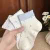 Meias Femininas, Estilo Simples com Renda de Bolinhas Pequenas, Meias Curtas de Cinco Pontos Atacado, Absorventes de Suor, Respiráveis, Meias Curtas Versáteis