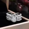 Colección de Anillos de Latón Plateado con Circonita de Moda Más Vendidos, Anillos de Plata de Lujo Ligero Transfronterizos, Versátiles para el Uso Diario