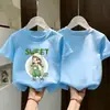 Camiseta de Algodão Puro Manga Curta para Meninas 2026 Novo Estilo Estampada Gola Redonda Top Respirável Amigo da Pele Versátil Manga Meia para Crianças