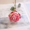 Rosa Romántica Personalizada Asada al Fuego de Tallo Único con Bordes Quemados y Rizados, Flor Artificial para Arreglos Florales de Sala de Estar y Mesa de Comedor Fábrica