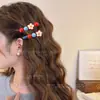 Presilha de Cabelo Bico de Pato com Contas de Flor, Grampo de Cabelo Sem Costura para Mulheres, Presilha Lateral para Franja da Testa, Acessório de Cabelo Infantil, Grampo de Cabelo