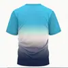 Camiseta de Manga Corta para Hombre Nueva Transfronteriza 2026 con Bloques de Color Impresión 3D, Camiseta Casual Deportiva de Cuello Redondo de Moda