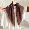 Pañuelo de Cuello Pequeño Cuadrado 70cm Estilo Francés Pintura al Óleo Azul Flor de Granada para Mujer, Primavera y Otoño, Pañuelo Chal de Doble Cara que Cambia de Color