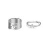 Set de Anillos de Mariposa Aleación de Ins Anillos Huecos Geométricos Set de 2 Piezas Joyería Estilo Ins para Pareja Diseño de Cielo Estrellado