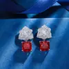 Set de Joyería Huabi Nuevo Otoño e Invierno Diamante de Alto Carbono Corte Flor de Hielo Cobre Incrustado Pendientes de Pétalo Piedra Principal 10*10