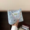 2026 Nuevo Estilo Ins Bolso Cubo Pequeño Fresco Estilo Coreano Lunares Lazo Bolso de Mano Bolsa de Tela Lindo Femenino Individual