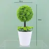 Planta Verde Simulada Personalizada en Maceta Árbol Pequeño de Escritorio Adornos de Bola Decoración de Escritorio de Oficina Plantas Verdes Artificiales Flor Falsa Bonsái