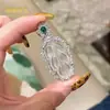 Pingente de Buda de Calcedônia de Gelo Natural, Mesmo Estilo do Xiaohongshu, Colar de Cabacinha com Folha de Gelo de Alta Qualidade Inlaid com Pedra Preciosa Cor de Jadeíta