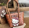 Bolso de Mano Retro Tejido a Rayas de Dachshund para Mujer, Estilo Nuevo de Verano, Bolso Tote de Ratán tipo Cesta de Frutas para el Viaje Diario