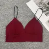 Moda Francesa de Verão Design Simples Aro Triângulo Fina Alça Suporte Suporte Alça Costas Bonitas Sem Costas Colete Sutiã