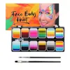 Amazon 12 Cores Tinta Facial Solúvel em Água Multicor Tiras Arco-Íris Lavável Tinta Facial Infantil