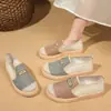 Zapatos de Pescador Transpirables Retro de Moda para Mujer, Nuevos Zapatos Planos Casuales Versátiles sin Cordones para Primavera y Verano 2025
