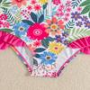Traje de Baño Infantil de Comercio Exterior 2026 Nuevo Estilo Bikini Europeo y Americano Estampado de Manga Larga para Niños Mayores, Traje de Baño para Niñas de Vacaciones en la Playa