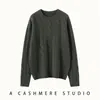Suéter Grueso de Punto de Cable de Cachemira para Mujer, Cuello Redondo, Manga Larga, Jersey, Holgado, Casual, Versátil, Camisa Base de Punto Grueso