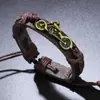 Pulseira de Couro de Vaca para Motociclista em Liga Metálica para Homens Simples Retrô Trançada de Couro Genuíno Pulseira de Pulso Joia Venda Quente Transfronteiriça Novo Estilo