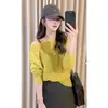Atmosfera de Início de Outono Estilo Coreano Conjunto Verde Irregular Francês Manga Longa Ombro Único Tricô Feminino Solto Sem Ombros