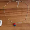 Collar de Hongo con Cuentas de Color Dopamina para Mujer, Cadena Versátil para Clavícula de Verano para el Día a Día, Accesorio de Diseño de Nicho