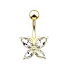 Piercing de ombligo de mariposa de zirconia estilo minimalista 14G europeo y americano, aro de barra curva para ombligo, joyería para piercing corporal transfronteriza de Amazon