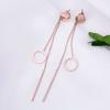 Pendientes largos de borla de acero de titanio con colgante de estrella de personalidad de moda para mujer, pendientes de estrella de cinco puntas con temperamento, joyería de oro rosa