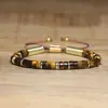 Lápis Lápis Lápis Espaçador Pulseira Trançada Feita à Mão Pulseira de Contas de Pedra Natural Ajustável Retrô para Homens e Mulheres Joia Exquisita