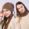 Pasamontañas de invierno más terciopelo tejido sombrero gorro bufanda para hombres y mujeres 2 en 1 hilo de lana tejido sombrero a prueba de viento para protección de oídos posparto