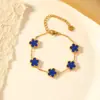 Pulseira de Trevo de Cinco Folhas Dopamina Dupla Face Versão Alta Transfronteiriça Luxo Leve Simples Senso Avançado 18k Não Desbota Cor Joga