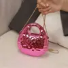 Bolsa Feminina Acrílica Acolchoada Formato de Batom Estilo Chanel Meia-Lua Nova Moda 2025 Mini Bolsa de Festa Acolchoada