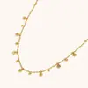 Collar de Cadena con Cuentas de Circonita en Forma de Gota Transfronterizo Europeo y Americano Acero Inoxidable Chapado en Oro de 18K Simple Moda Nicho de Alta Calidad