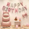 Set de Globos de Letras Feliz Cumpleaños Decoración de Escenario para Cumpleaños de Bebé de Un Año Pared de Fondo para Niños y Niñas