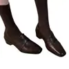 Zapatos de vestir retro estilo francés, nueva colección primavera/otoño para mujer, mocasines de tacón grueso, zapatos de trabajo 2026, negros, zapatos pequeños de cuero a la moda