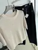 BORBOTIE Ropa de punto para mujer 2026 Primavera y Otoño Nuevo BC Hueco Mezcla de Seda y Lana Manga Corta Camiseta