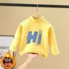 Camiseta Base de Forro Polar con Cuello Medio para Niños 2026 Nuevo Estilo Camiseta Casual Infantil Otoño/Invierno Top de Manga Larga Cálido para Niños