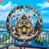 Pingente de apanhador de sol em acrílico, casa, varanda, janela, pátio, atmosfera de feriado de Natal, disco decorativo em acrílico