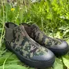 Sapatos de trabalho de cano alto, resistentes a odores, resistentes ao desgaste, em tecido elástico até o meio da panturrilha para homens, sapatos de segurança com construção antiderrapante de sola de borracha, modelo popular