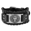 Joias Mais Vendidas Transfronteiriças Pulseira de Couro Trançado Vintage com Logo Viking Odin da Mitologia Nórdica
