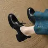 Zapatos de tacón grueso con cordones, Zapatos de cuero pequeños de corte profundo, Nuevos Mocasines de tacón medio para Primavera/Otoño 2026, Zapatos versátiles casuales para mujer con suela gruesa