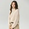 Suéter Herbalife de Hilo 25% Seda de Morera 75% Cachemira para Mujer Cuello Semi Alto Tejido de Punto Gofrado Manga Raglán Suéter de Punto Holgado