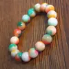 Pulseira de pedra sintética prensada em pó de pedra Maçã 10mm calcedônia Cristal contas redondas tricolor contas de Buda pulseira pulseira joias