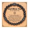 Pulsera Amazon Explosions de Piedra Volcánica Negra Escarchada Papá Regalo Día del Padre Europeo y Americano Pulsera Pulsera de Cuentas Venta al por Mayor